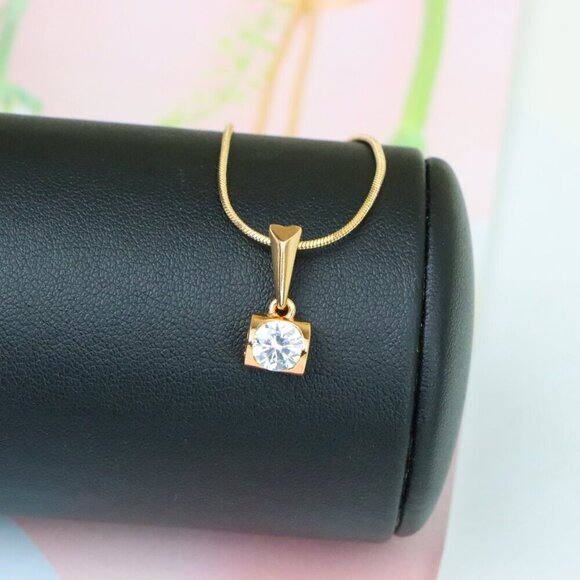 "Rose Gold Mini Pendant with Solitaire CZ – Elegant, XPPT1264 - Picture 9 of 13